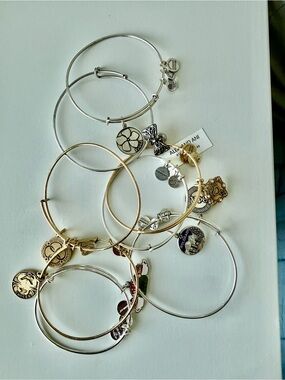 Alex and Ani Mixed Metal Charm Bangle Bracelet lot.